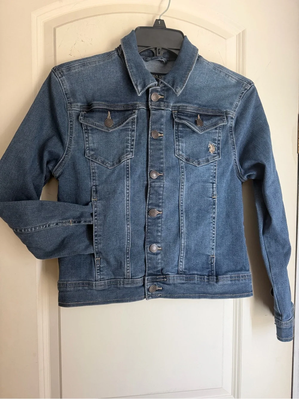 U.S. Polo Assn. Girls Blue Denim Jacket L(10/12) western casual Y2K stretch boho